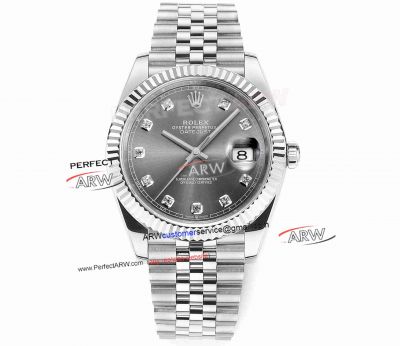 DDF Replica Rolex Datejust Grey Diamond Face Jubilee Band 41mm 3235 Movement Watch
